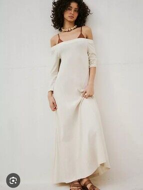 Free People Off-Shoulder Midi Dress - Cream